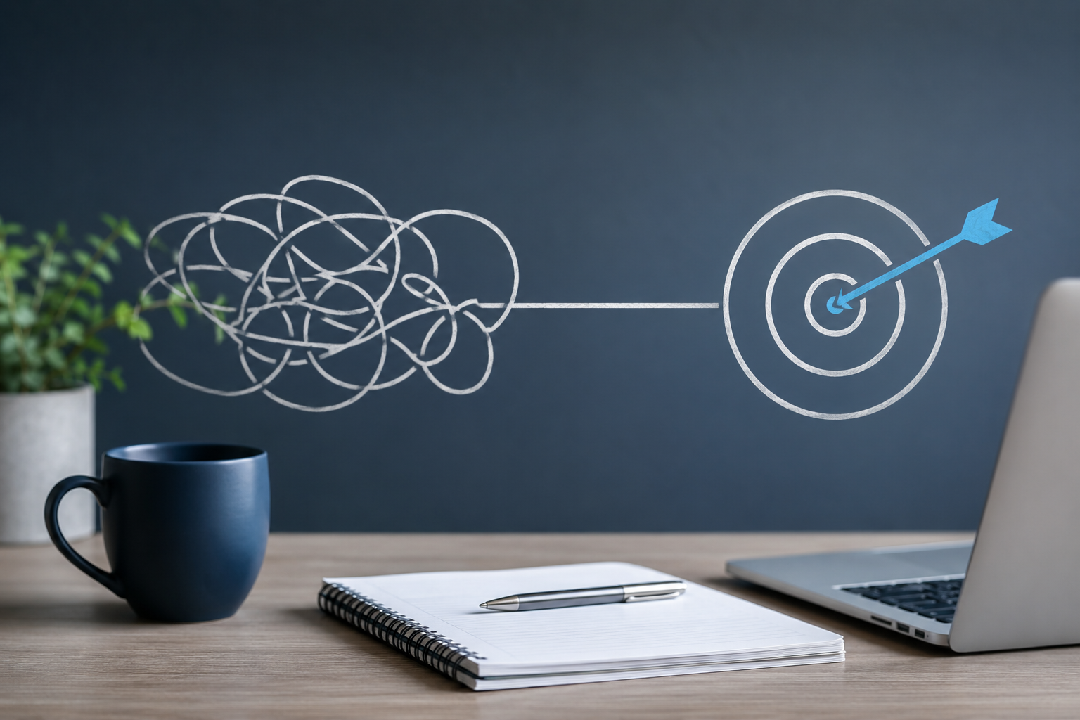 Focused workspace with a goal in mind